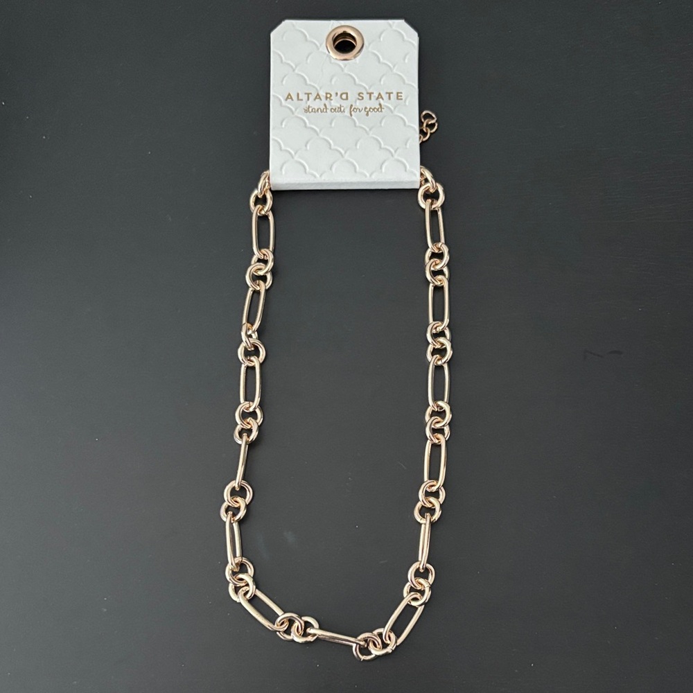 Altar'd State Rose Gold Link Necklace with Knot Accents